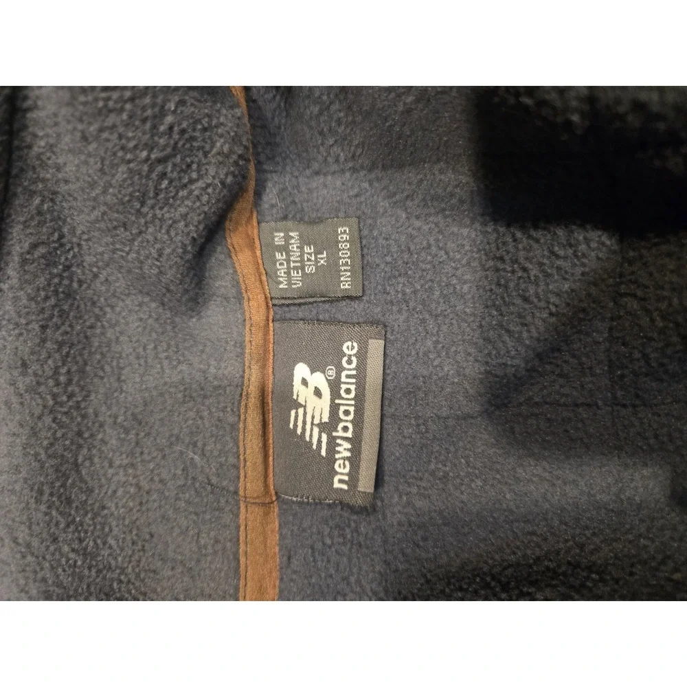 New Balance Men's XL Hybrid Fleece Jacket Quilted Full Zip Blue Gray Orange EUC